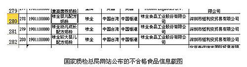 味全配方奶粉检出致病菌